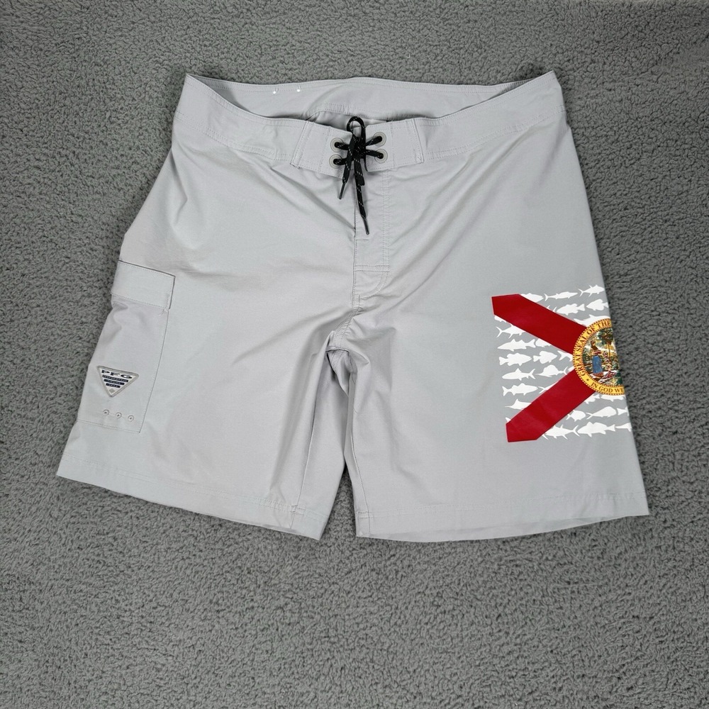 Columbia PFG Short Mens 38‎ Gray Performance Chino Fishing Golf Stretch